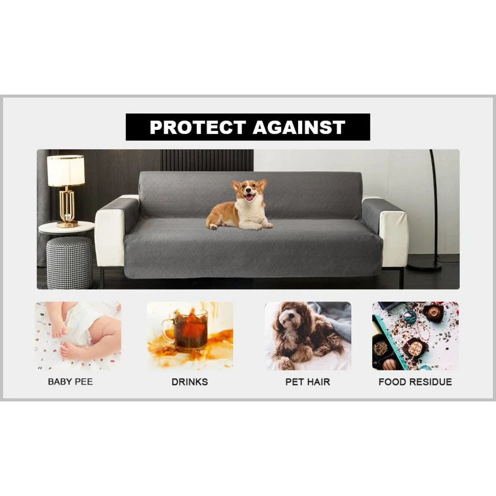 Dark Brown Sofa Slip Cover Waterproof Anti-Slip Cover with Elastic Strap LOLANBO